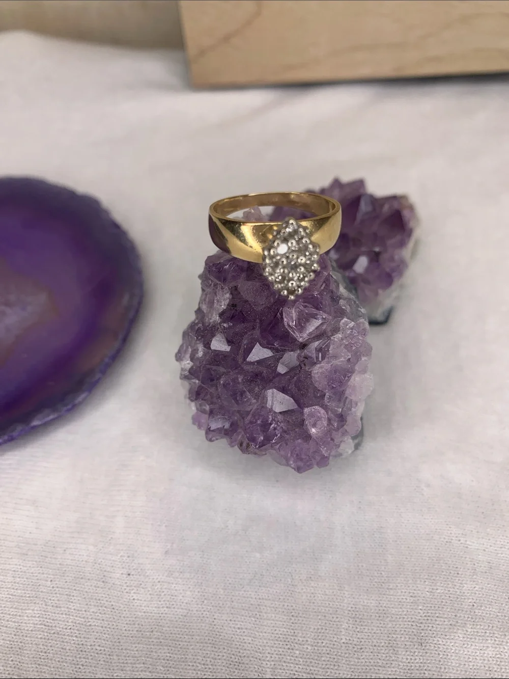 Vintage 14 kart gold diamond cluster ring size 6 1/2